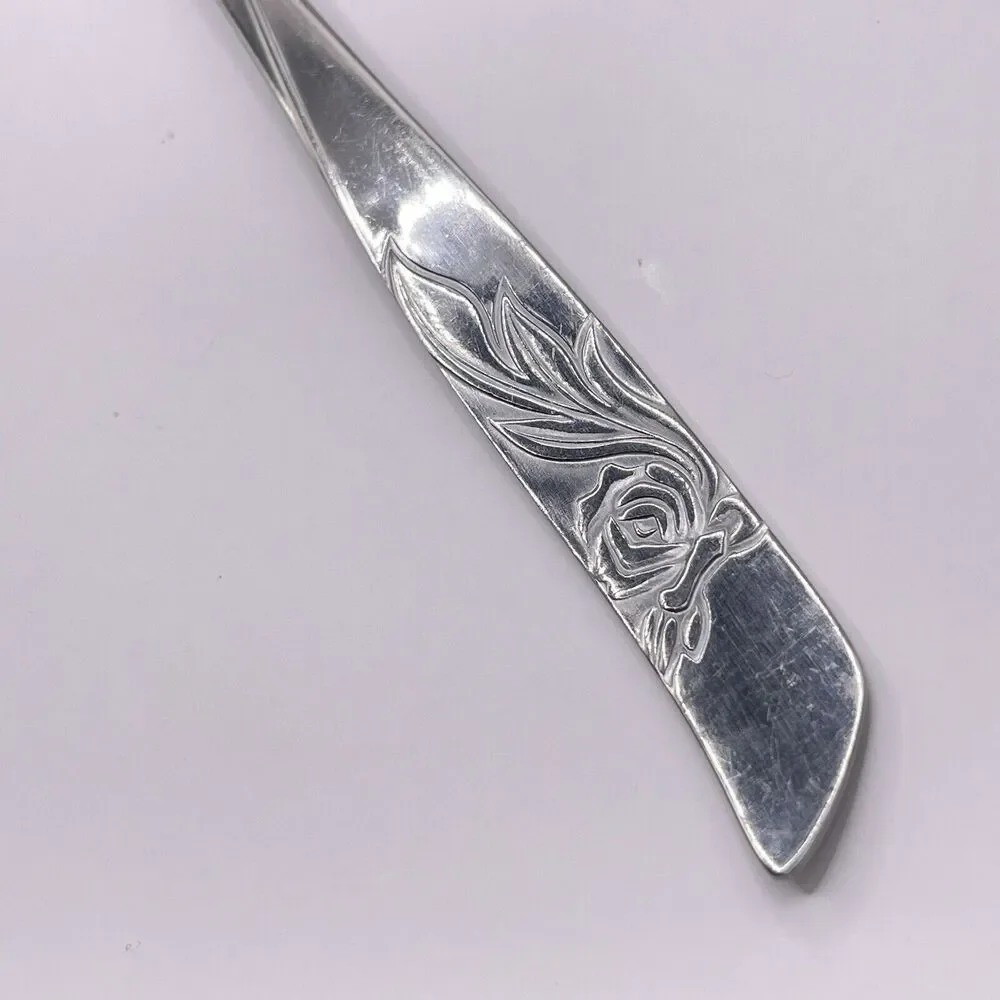 N.S.CO. National Stainless Steel CARLYLE Rose Cake Server Pie Silver Tone